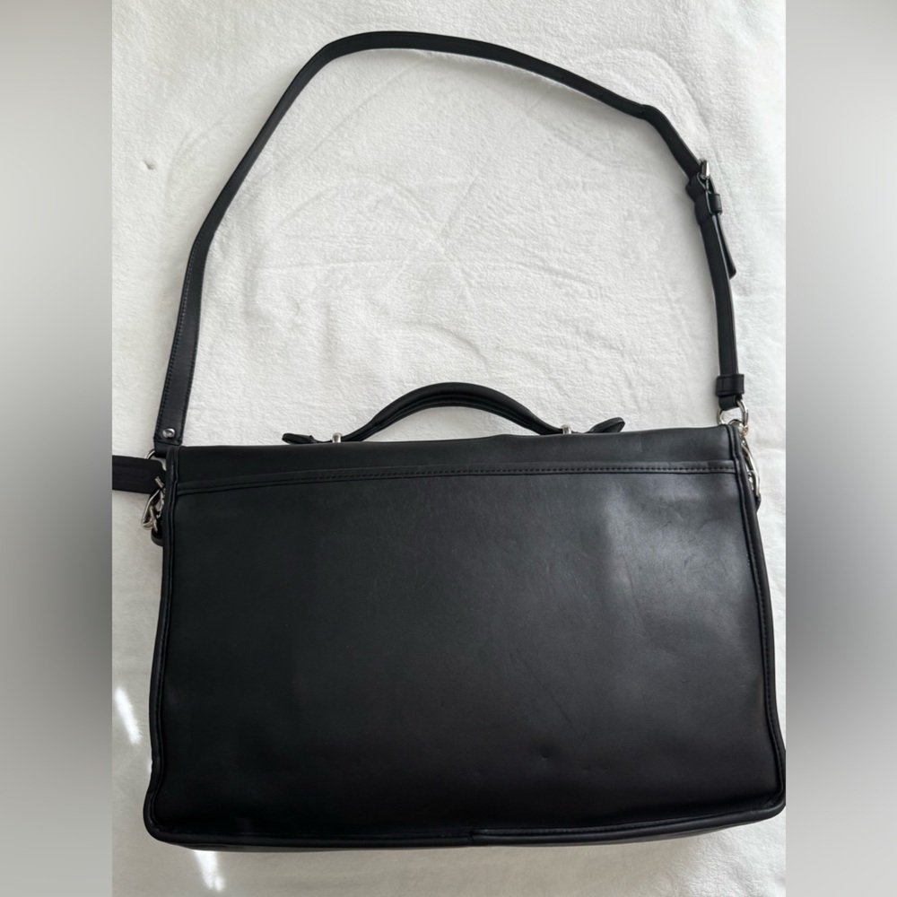 COACH Vintage Lexington Black Smooth Leather Briefcase Crossbody Bag - Picture 2 of 16